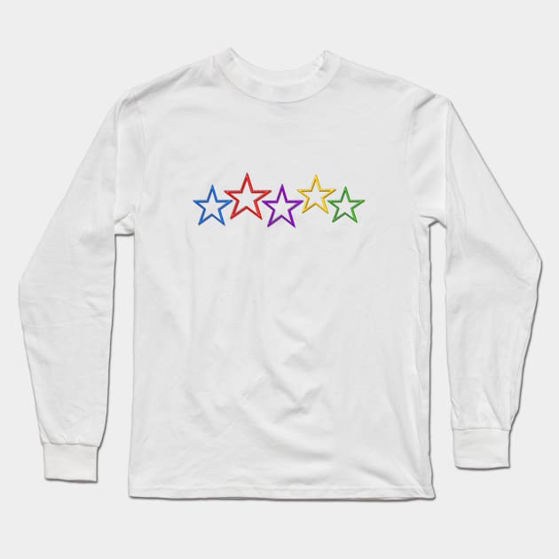 Colorful 3D Stars Long Sleeve T-Shirt by BKMuir